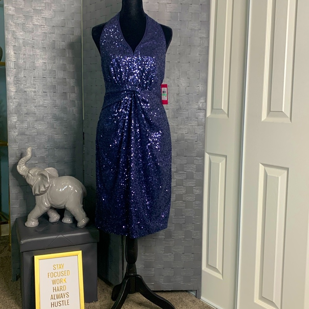 Vince Camuto Sequin Mini Halter Dress